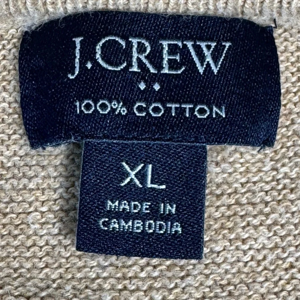 J Crew Mens Crewneck Sweater Camel Tan‎ Textured Knit Pullover XL